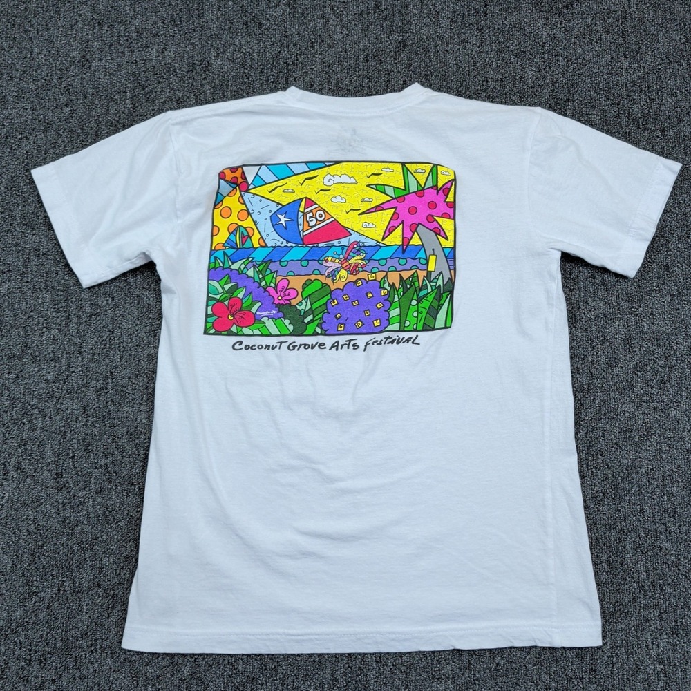 Bee Easy Coconut Grove Arts Festival 50th Tee Small White Pop Art Graphic Shirt
